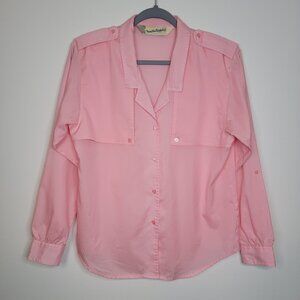 Vtg Diane von Furstenberg Pink Safari Shirt Sz 10 Long Sleeve Button Up 80s 90s